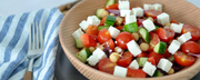 chickpea salad with diced cucumber red pepper cherry tomatoes and feta - fertility lunch recipes - WeNatal prenatal vitamins